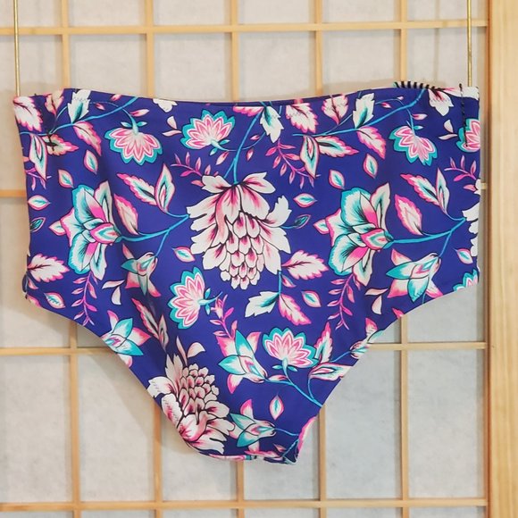 Shade & Shore Floral Bikini Bottom - Blue and Pink - Picture 2 of 3